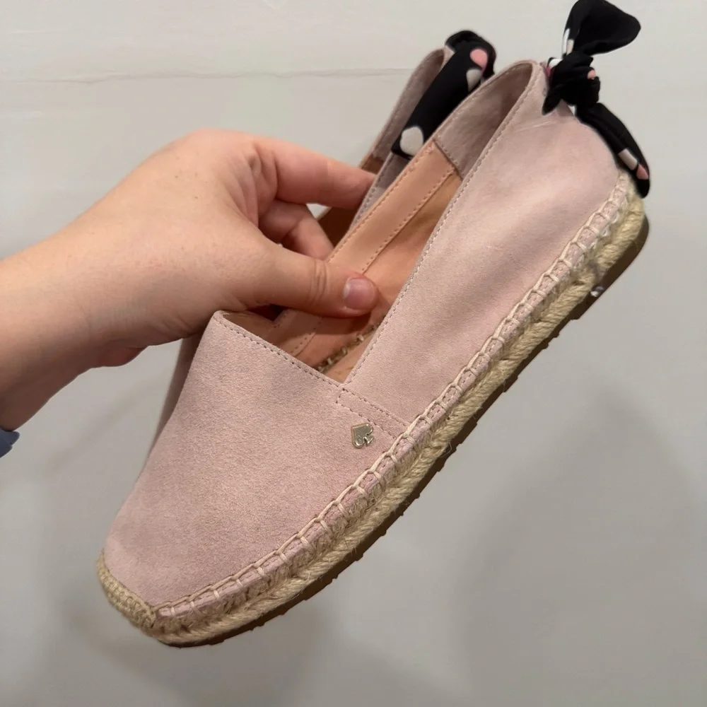 Kate Spade Grayson Espadrille Flats Pink Suede Tie-Back Size 6